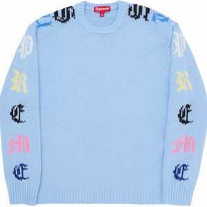 Supreme Old English Sleeves Sweater - Light Blue